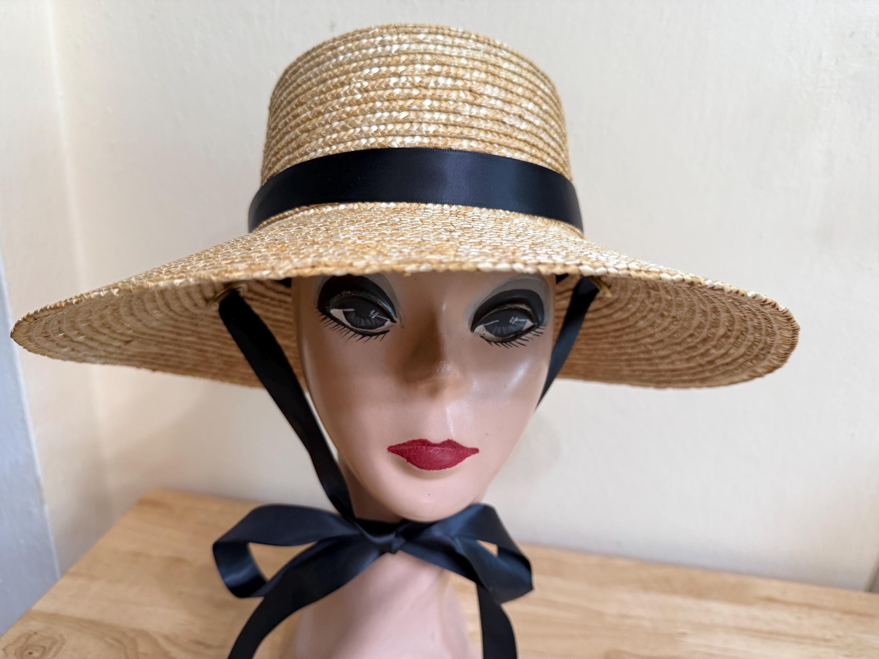 Vintage J. P. Milan Women’s Fancy Hat White Cherries Milan Straw Cartwheel Dress Hat – Village Hat  main image 2