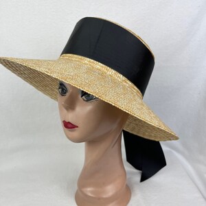 Natural Milan Straw 4 Inch Bell Brim Boater Hat / Bell Brim Milan Wide Braid Natural Wheat Straw Boater / Audrey Hepburn Hat