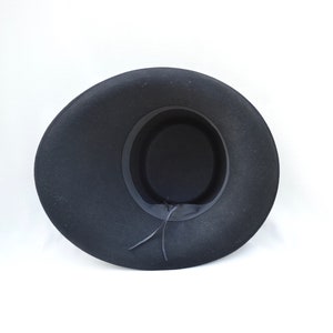 Black Large Brim Wool Felt Hat /Black Felt Side Rolled Brim Telescope Hat / Millinery / Felt Telescope Brim Hat image 9