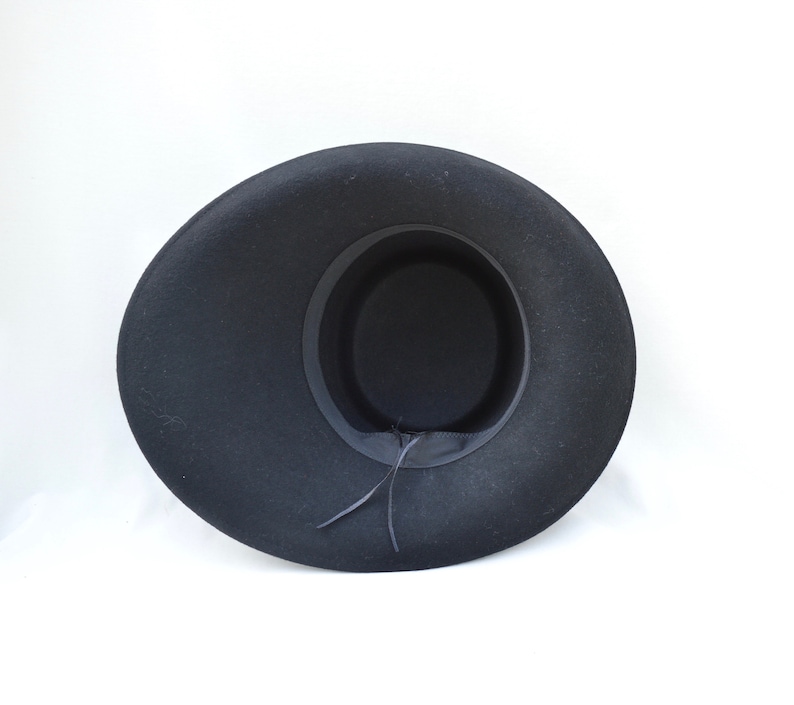 Black Large Brim Wool Felt Hat /Black Felt Side Rolled Brim Telescope Hat / Millinery / Felt Telescope Brim Hat image 9