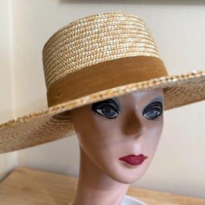 4.5 Inch Brim Italian Natural Milan Straw From Italy Boater Hat / Classic Straw Boater With Suede Hat Band / Large And XLG Head Sizes Only