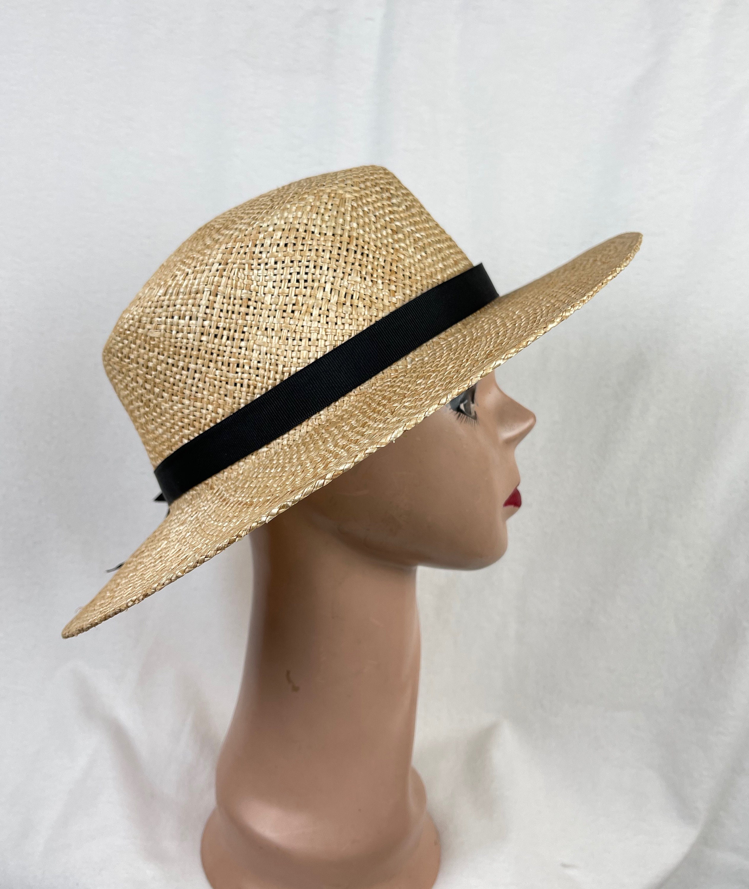Classic Natural High Quality Light Weight Straw Boater Hat / Boater with Removable Ribbon / European Style Boater Hat / LG \u0026 Xlg Headsizes