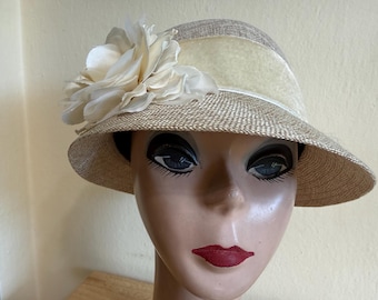 Classic Tan Straw Cloche Hat - Women\'s Sun Hat Turned Up Split Brim Summer Cloche Hat - Sun  main image 4