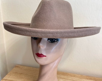 Tan Wool Felt Rancher Hat: Stiff Brim Fedora / Sale Hat Last  display picture 3