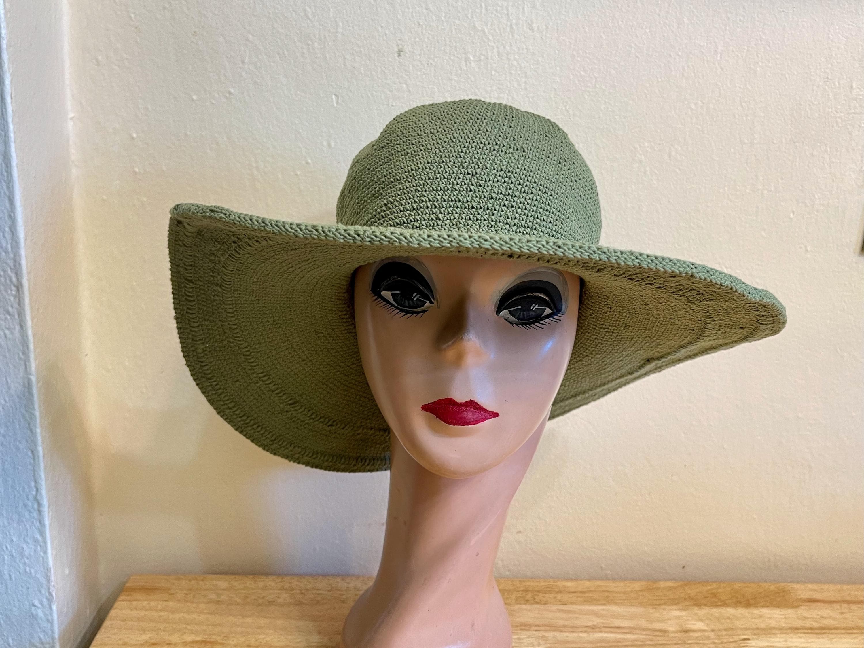 Moss Green Crochet Sun Hat: Hand-dyed Cotton, Adjustable  display picture 2