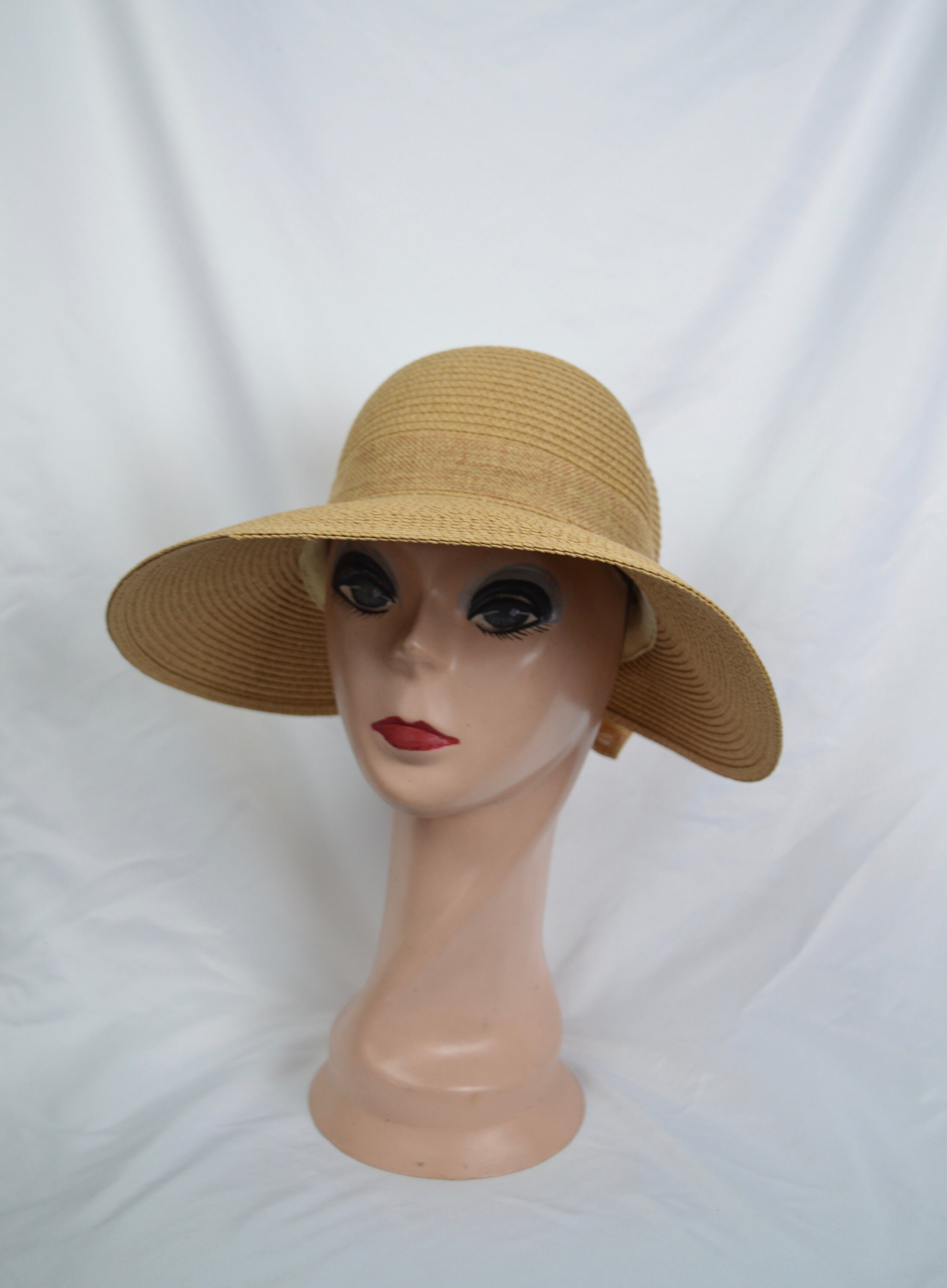 Lampshade 4 Inch Split Brim Tan Sun Hat 