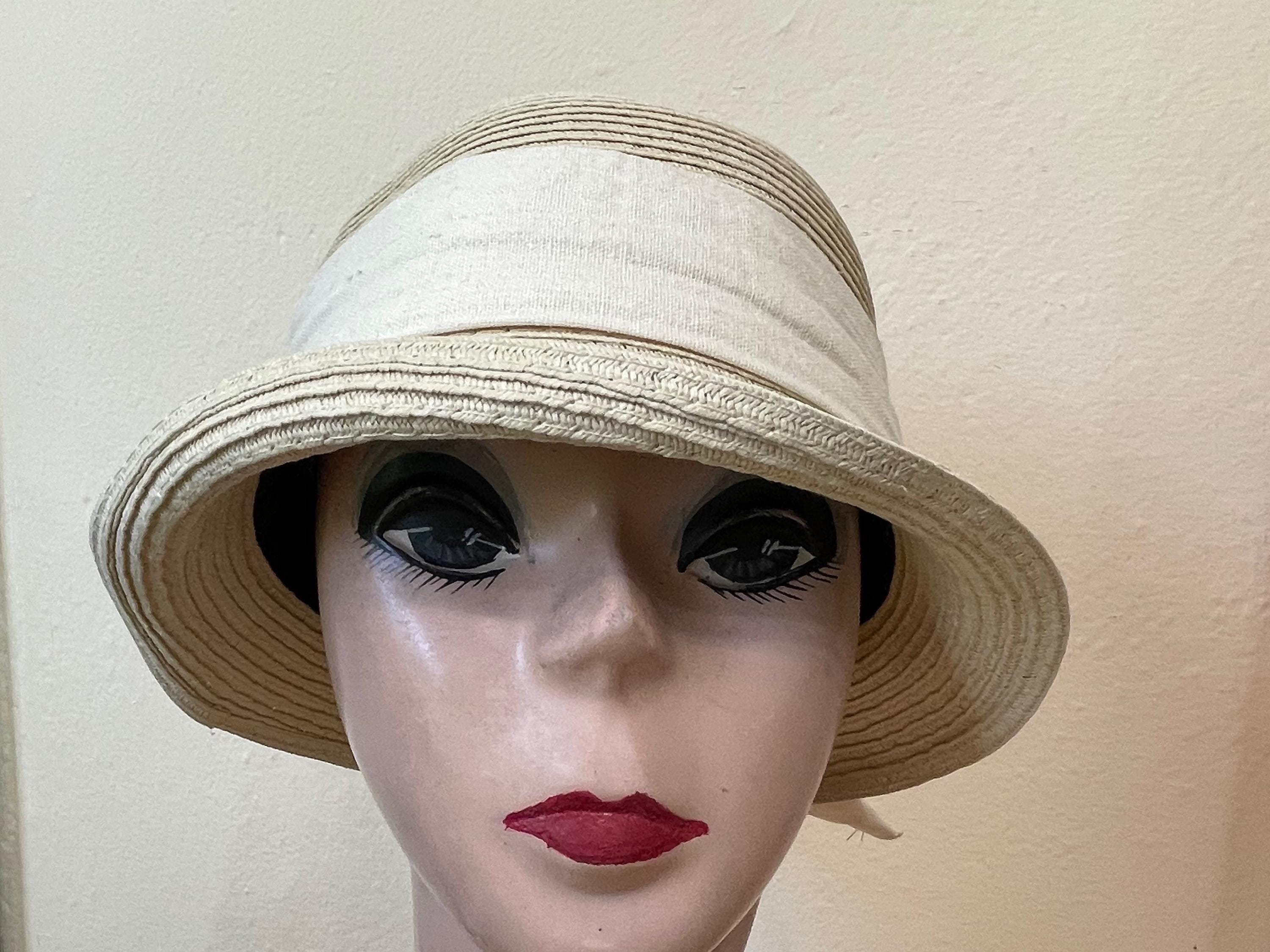 Beige Straw Cloche Hat with Rhinestone Trim Rhinestone Cloche - Etsy main image 2