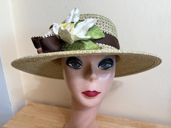 Vintage Inspired Straw Boater Hat: Sand Heather, Vintage  display picture 1