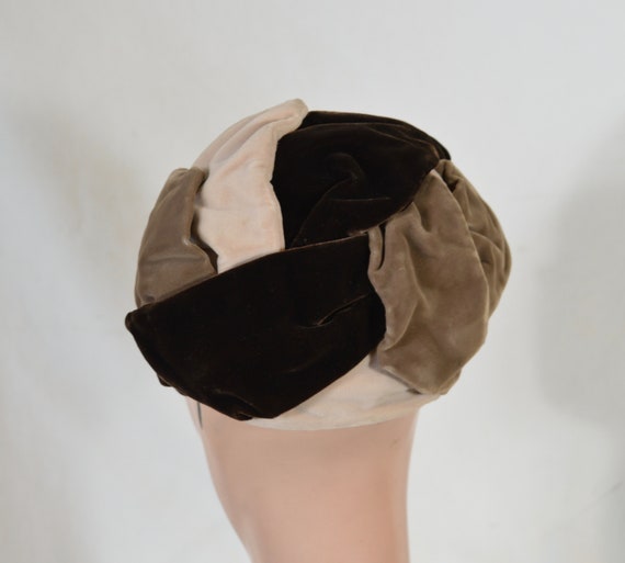 Vintage 1950's Brown Velvet Cocktail Hat / Vintag… - image 4