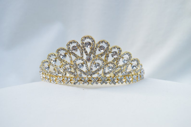 Gold Rhinestone And JewelTiara Bridal Or Flower Girl Tiara Gold Princess Tiara Girls Through Adult Head Size Tiara Gold Tiara