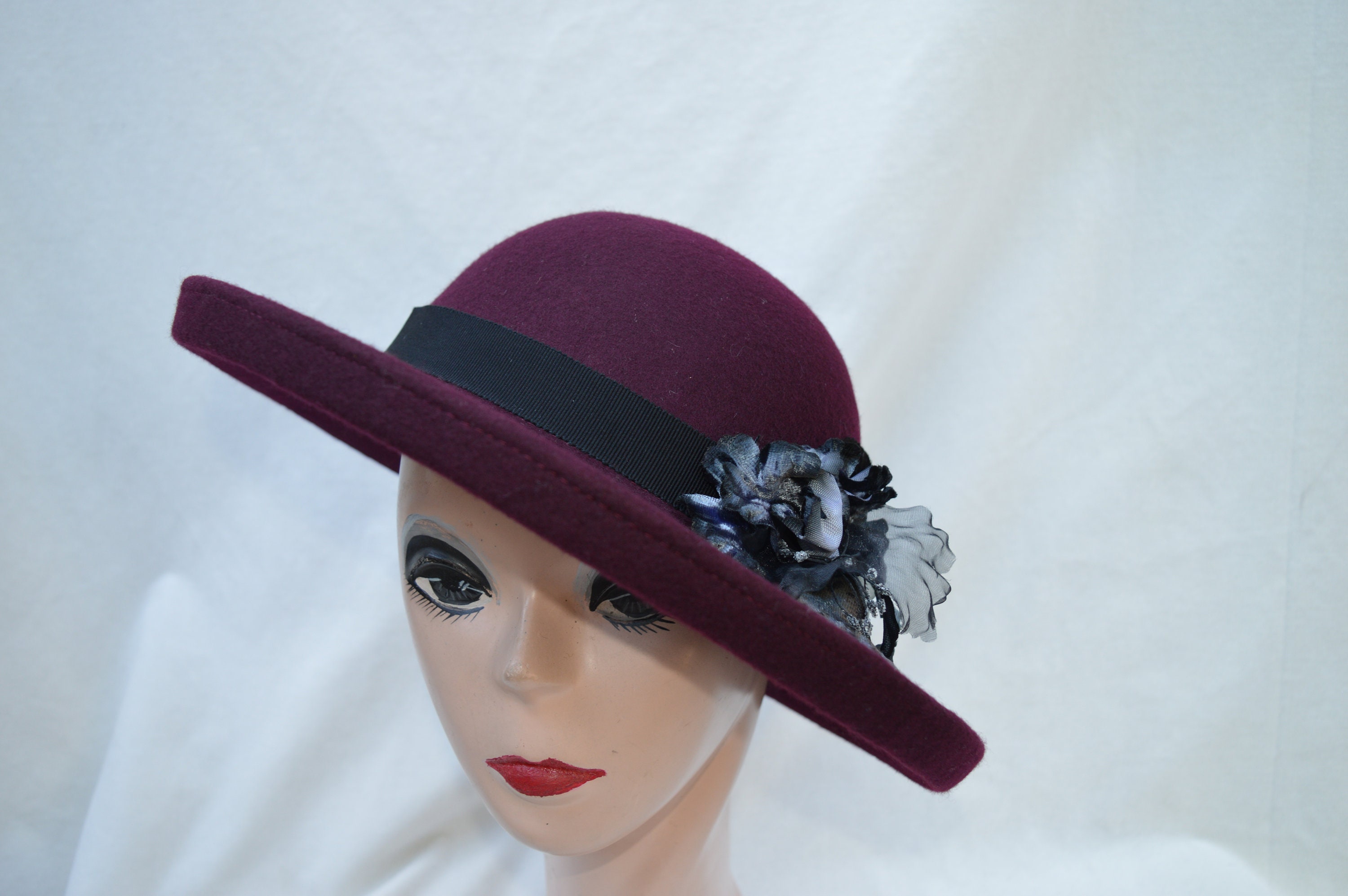 burgundy felt hat