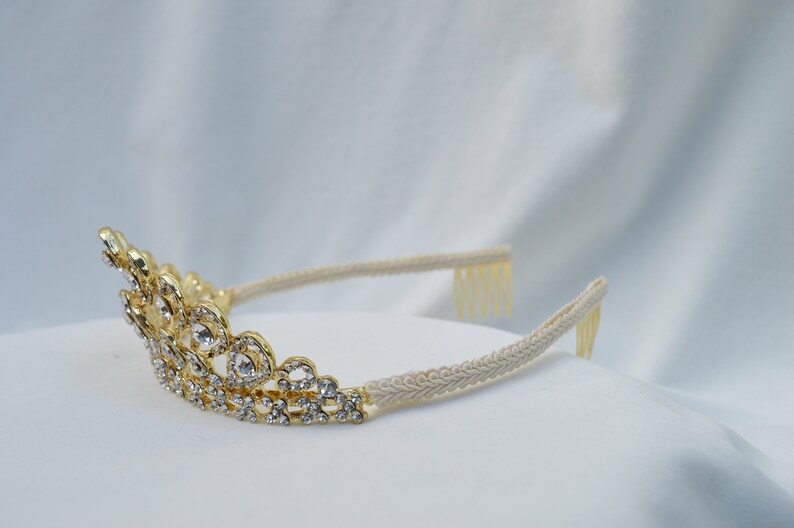 Gold Rhinestone And JewelTiara Bridal Or Flower Girl Tiara Gold Princess Tiara Girls Through Adult Head Size Tiara Gold Tiara