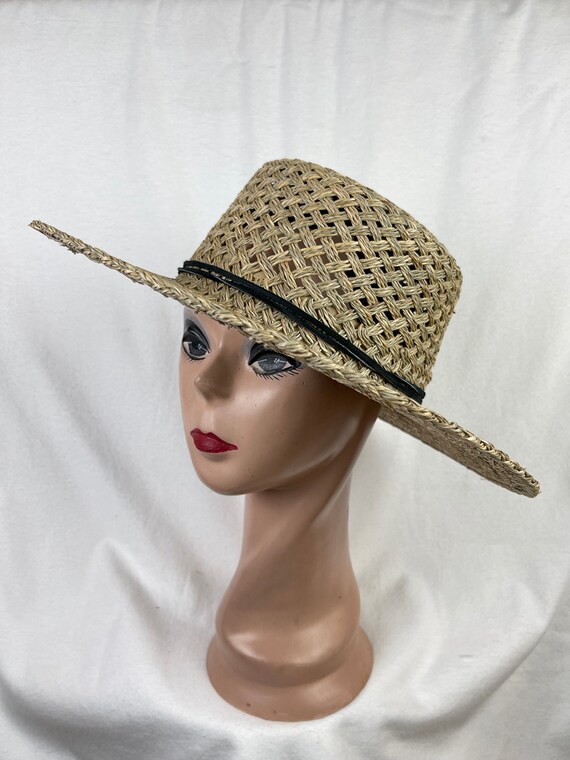 Hand Woven Large Brim Natural Seagrass Straw Boater Hat / Classic