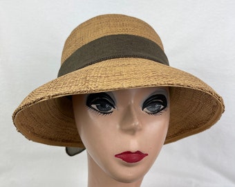Brown DownTurn Brim Cloche Hat With Bow / Bucket Style Cloche Hat / Retro Inspired Cloche Hat / Summer Hat