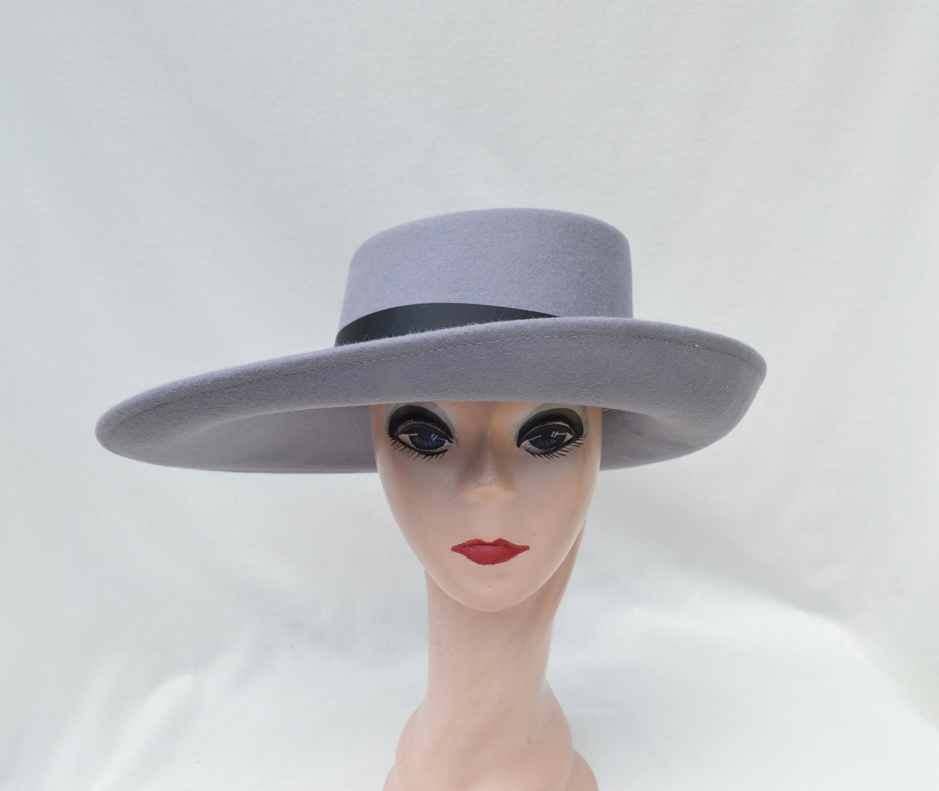 Rag & Bone Range Felt Brimmed Hat Unisex in Gray size Large 58cm Roper Cowboy Hat Grey - 100% Wool Felt - Etsy main image 2