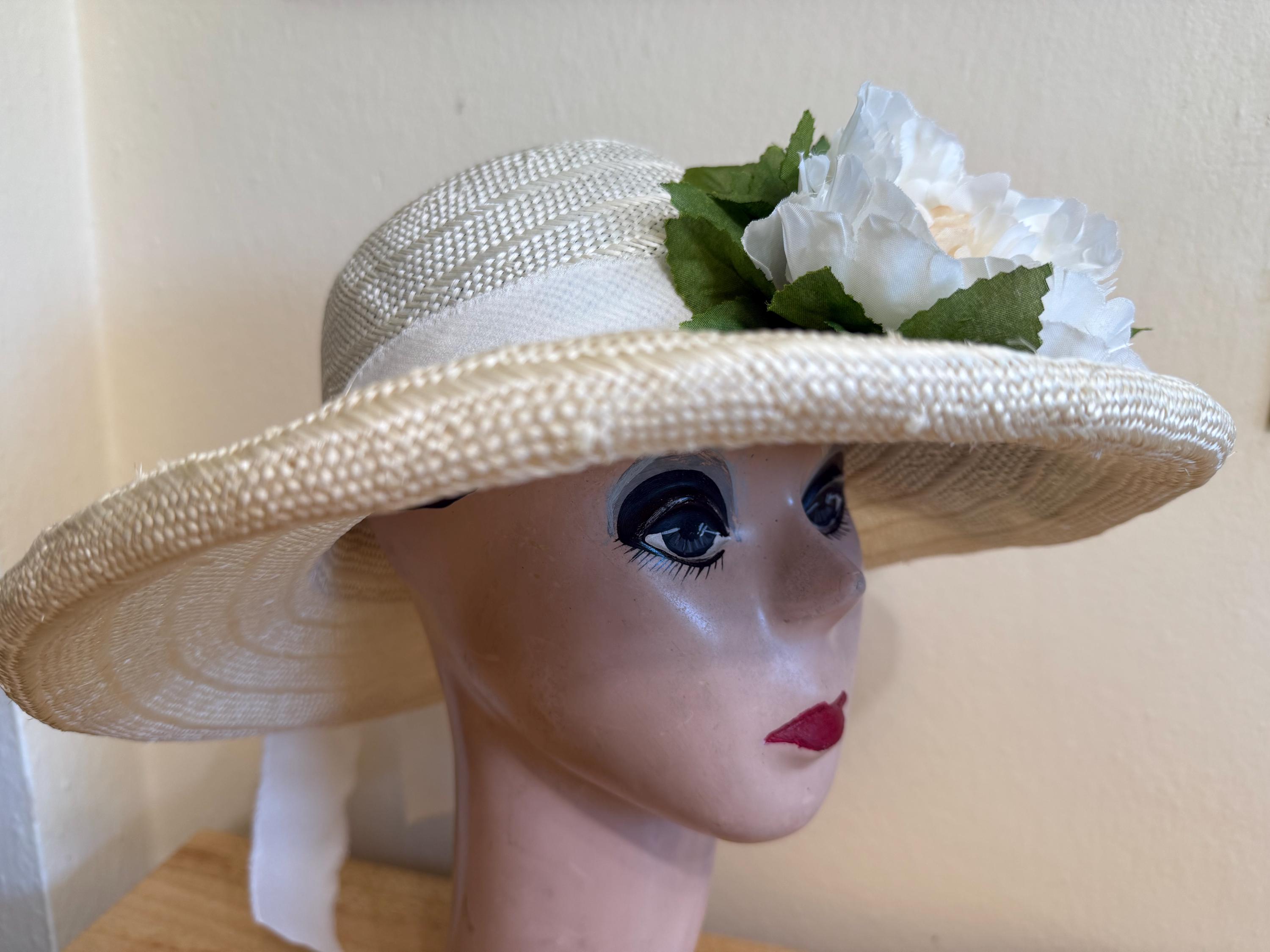 CC Tan Straw Wide Brim Sun Hat Floral Ribbon Women Sun Hat Wide Brim Straw Hat with Lace Ribbon Packable  main image 2