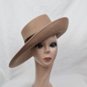 Camel Wool Felt Wide Brim Hat: Side Rolled Telescope Hat - Etsy display picture 3