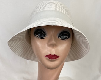 White Summer Cloche Hat: Vintage 1920s Downton Abbey Style