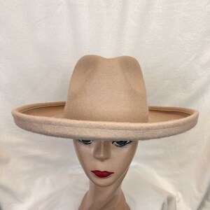 Beige Wool Felt Fedora Hat: Stiff Brim Rancher / Sale Hat  display picture 1