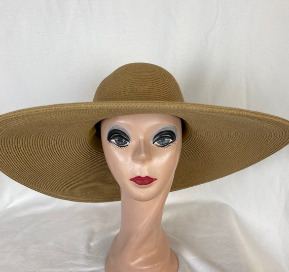 6 inch Brim Tan Sun Hat / Large Flat Brim Summer Hat / Tan Derby Hat / LG Brim Resort Hat / Fashion Sun Hat / UV Protection Hat