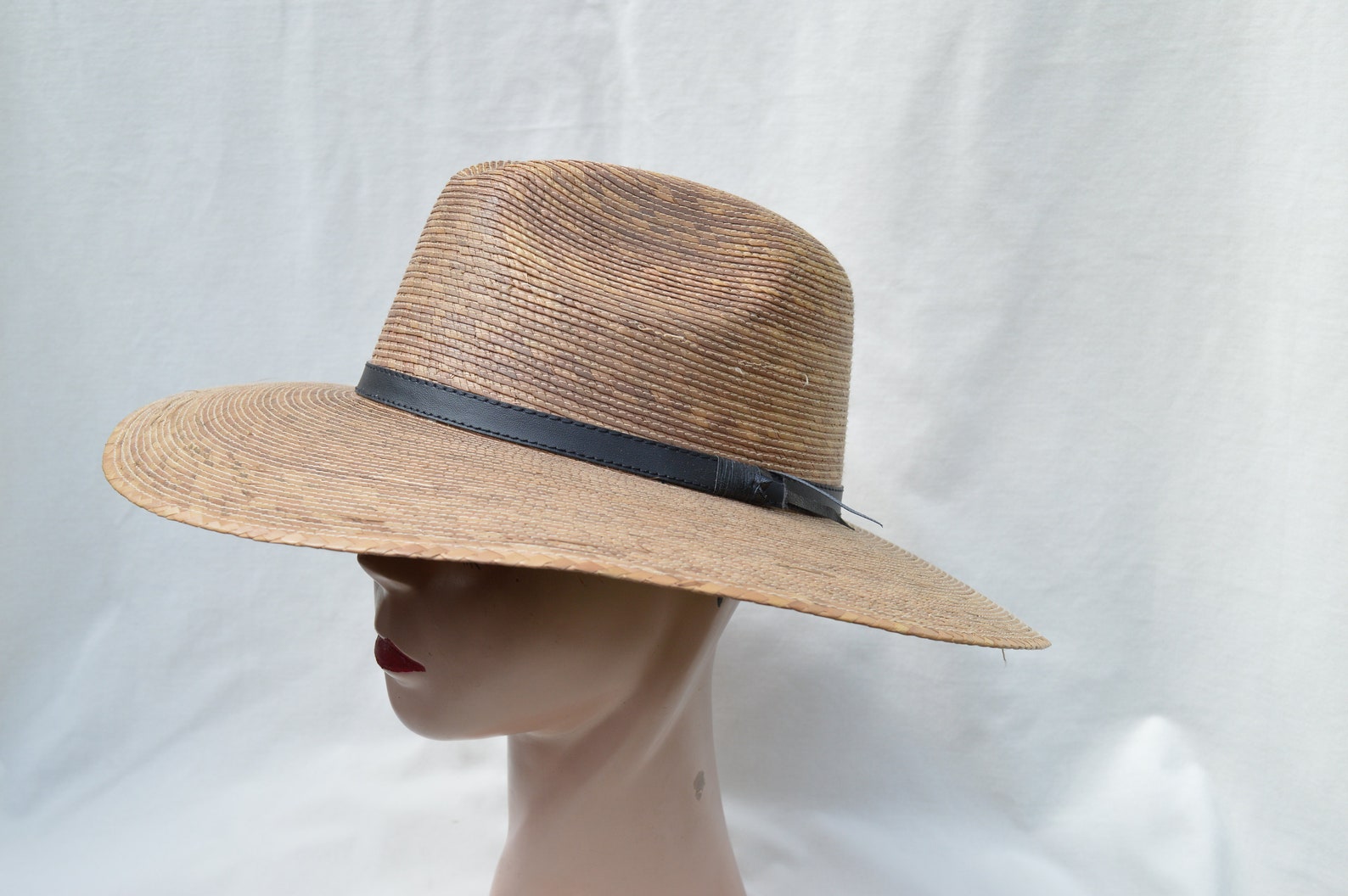Dark Palm Straw Large Brim Sun Hat / Medium Through XXL Head Etsy