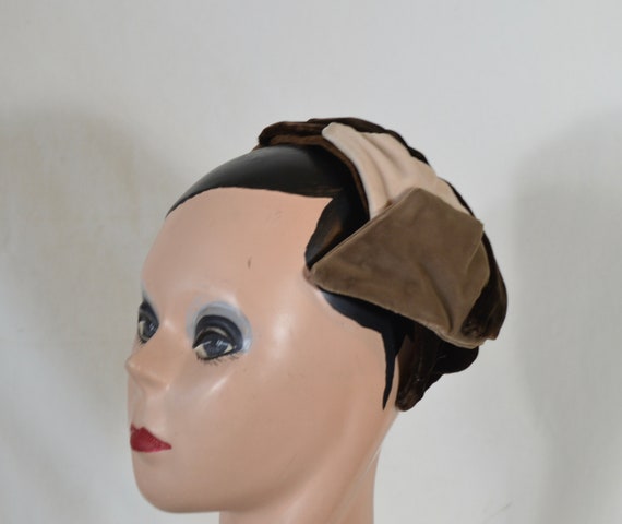 Vintage 1950's Brown Velvet Cocktail Hat / Vintag… - image 6