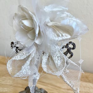 Ivory Bridal Silk Flower Small Hair Clip With Netting / 4 Inch Wedding Clip / One Of A Kind  Clip For Hair Or Clothing / Free US Shipping