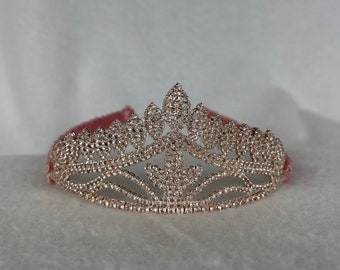 Girls Rose Gold Rhinestone Tiara / Rose Gold Tiara With Braided Trim / Flower Girl Tiara  / Rose Gold Tiara / Costume Tiara / Tiara