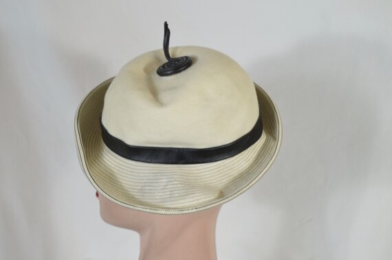 Vintage Cream With Black Trim I. Magnin Fur Felt … - image 7