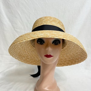 4 Inch Bell Brim Milan Wheat Straw Braid Down Turned Brim Sun Hat /  Retro Bell Brim Hat / Audrey Hepburn Style  Hat / Summer Hat /Event Hat
