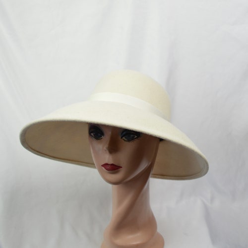 Ivory Large Brim Wool Felt Hat /ivory Felt Side Rolled Brim - Etsy