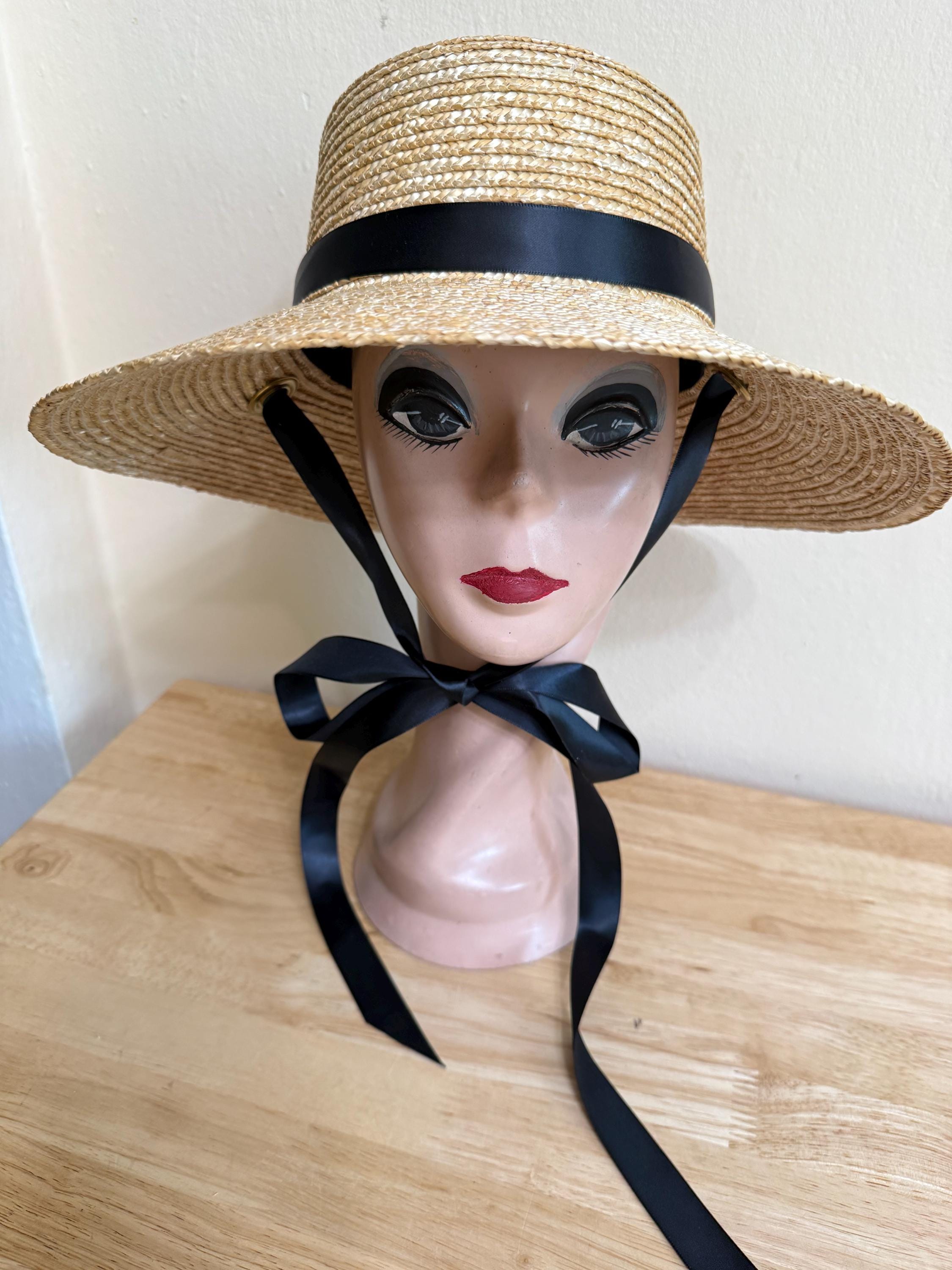 Milan Straw Bell Brim Boater Hat With Chin Ties, Audrey  display picture 1