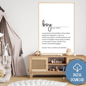 Boy Definition Print - Boys Room Decor, Kids Room Sign, Nursery Wall Art, Digital Download, Neutral Art for Children