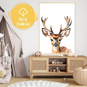 Nursery Wall Art Printable, Deer Nursery Decor, Baby Animals Print, Woodland Nursery Decor, Animal Print, Forest Animals, Neutral Nursery