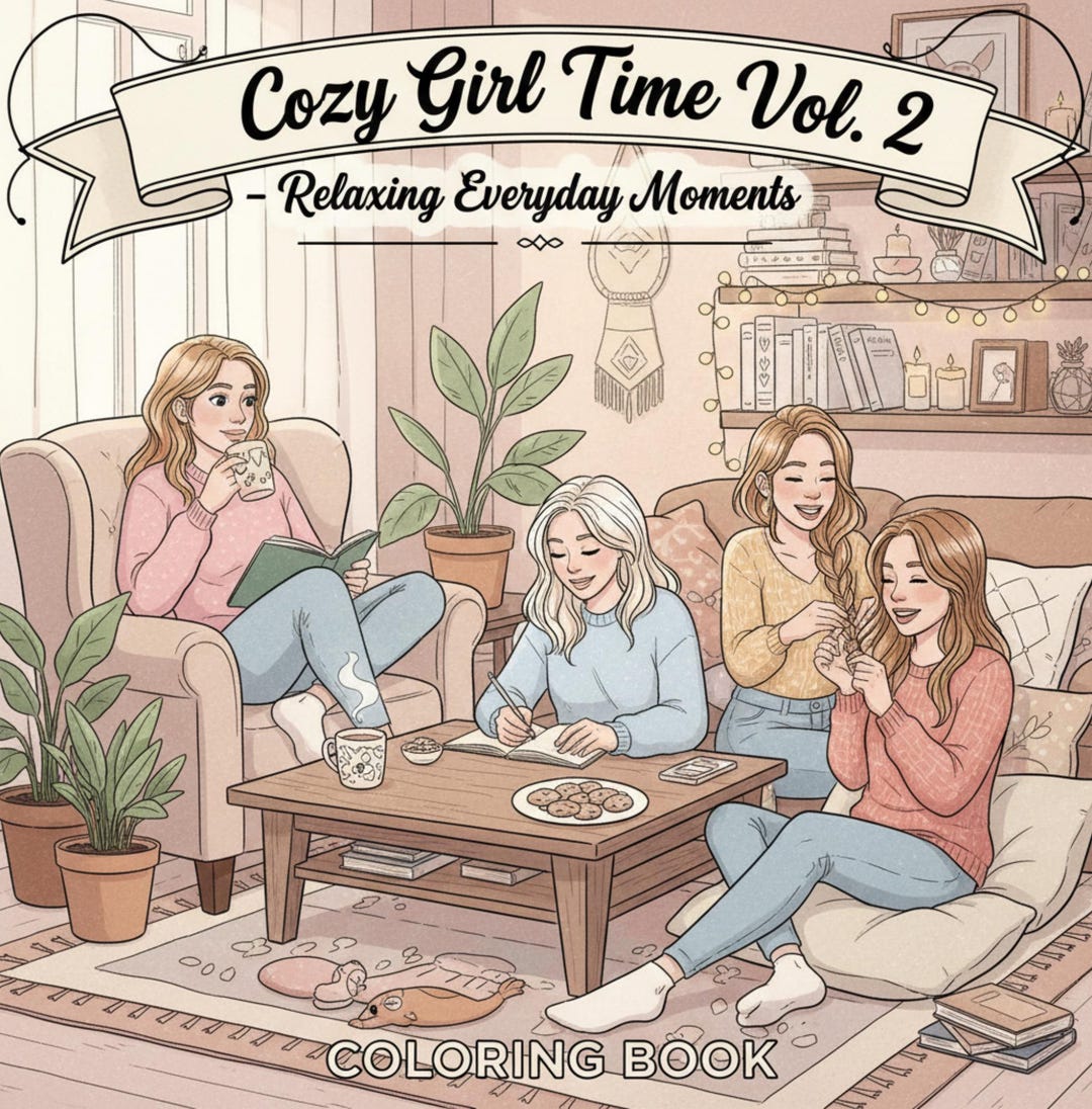 Cozy Girl Routine Cozy Girl Time Vol 2 Relaxing Everyday Moments Coloring Book - Etsy