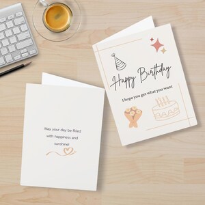 Carte de joyeux anniversaire minimaliste, jeu de cartes de voeux d'anniversaire fantaisistes | Joyeux anniversaire, voeux de soleil, jeu de cartes pour les célébrations,