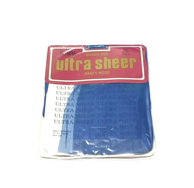 Vintage NOS 1970s Olympia Ultra Sheer Royal Blue Panty Hose Queen Size