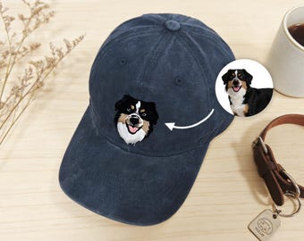 Custom Embroidered Pet Photo Hat,Personalized Dog Photo Baseball Cap,Gift for Her