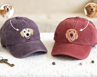 Personalized Embroidery Pet Photo Hat,Custom Dog Baseball Cap,Dog Dad Gift