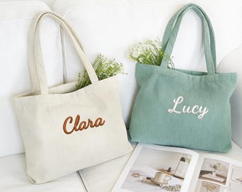 Personalized Embroidered Corduroy Tote,Custom Bridesmaid Gift,Gift for Her