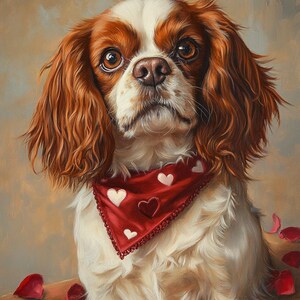 Valentine's Gift Pet Portrait, Custom Watercolor Pet Artwork, Personalized Dog or Cat Painting, Heart-Themed Pet Print, Wall Decor