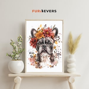 Floral Pet Portrait Painting, Custom Pet Art with Flowers, Pet Memorial Artwork, Personalized Dog or Cat Portrait with Floral Theme