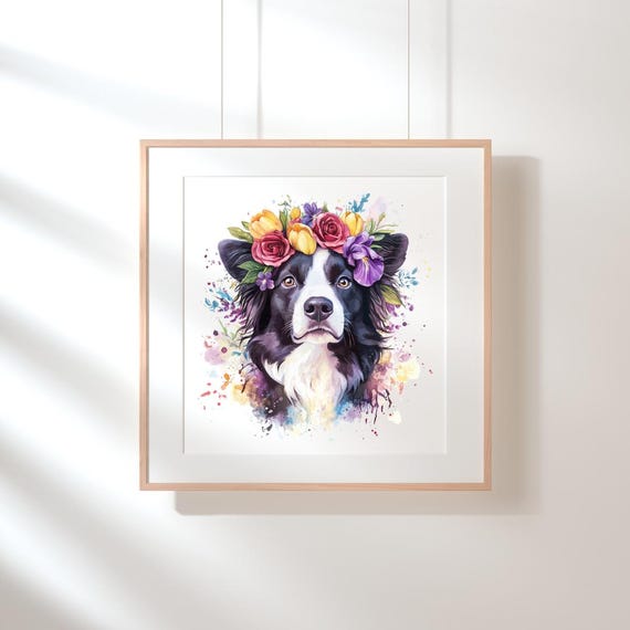 Customized Floral Pet Portrait:  Watercolor Art