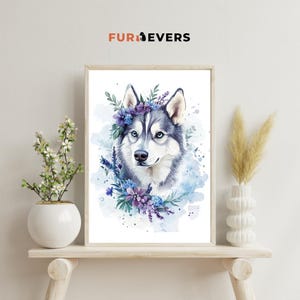 Custom Floral Pet Portrait, Pet Portrait with Flowers, Personalized Pet Art, Dog or Cat Portrait with Floral Design, Pet Gift Idea