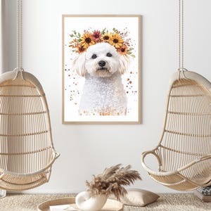 Custom Pet Portrait with Flowers, Watercolor Pet Art Print, Personalized Dog or Cat Painting, Floral Pet Illustration, Pet Lover Gift