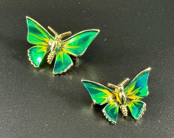 Vintage Blue Butterfly Brooch Pin Set of 2