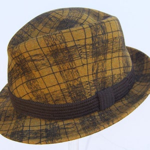 23 1/2” - Vintage Yellow with Brown Wool Felt Hat