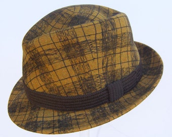 23 1/2” - Vintage Yellow with Brown Wool Felt Hat