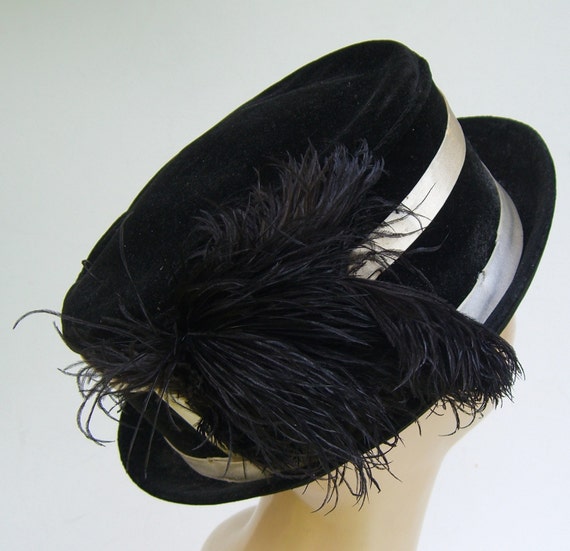 Edwardian Vintage Black & White Women's Hat - image 2