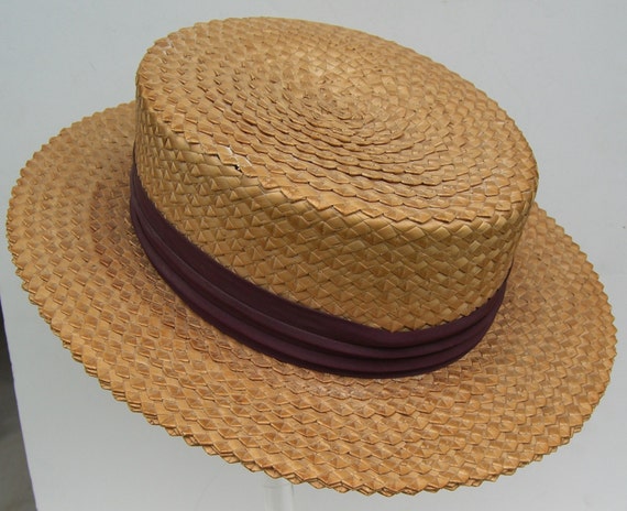 23" - Cosmopolitan Vintage Men's Straw Boater Hat - image 1